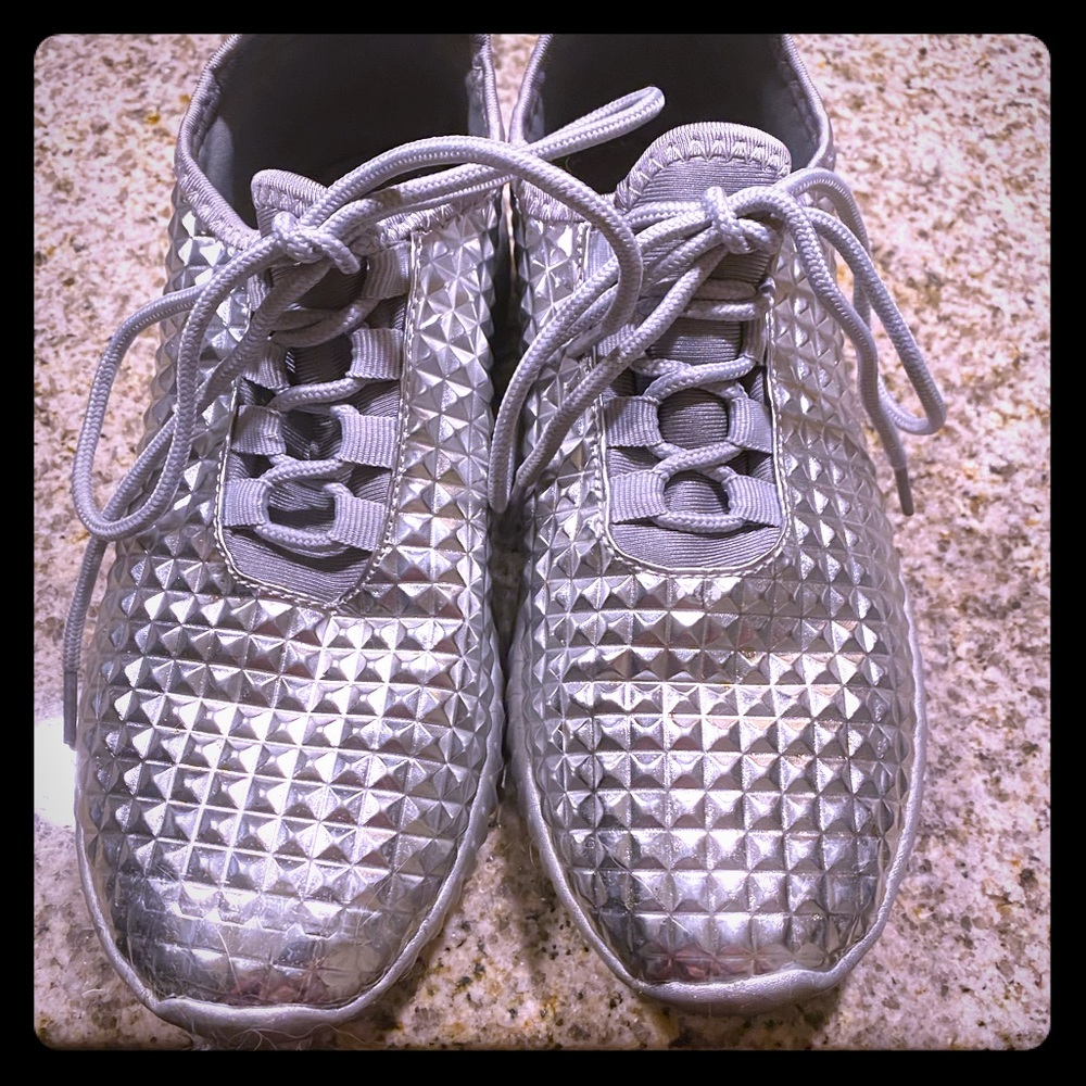 Silver studded sneakers size 7